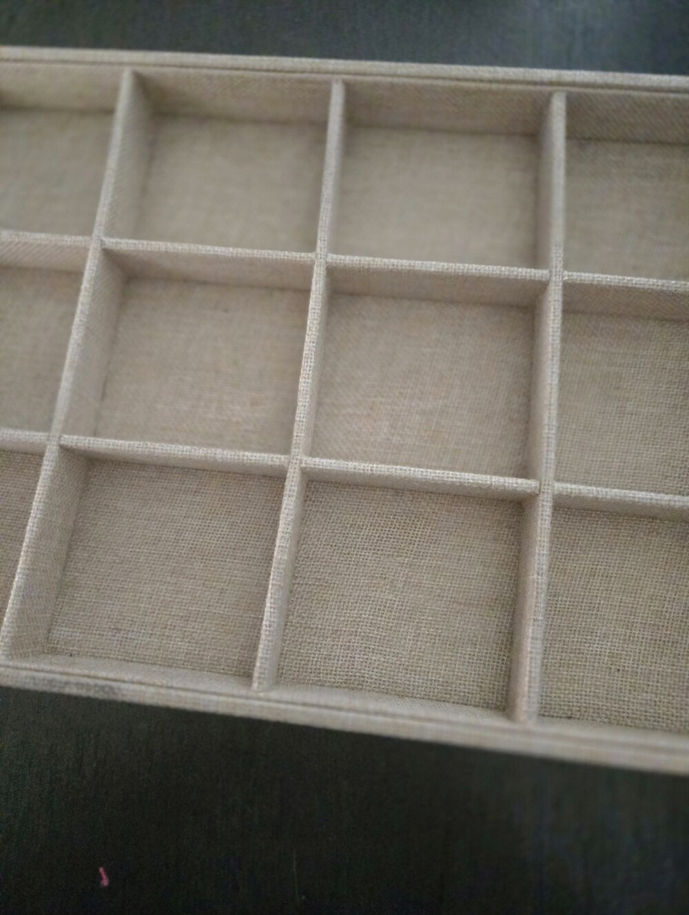 Jewelry Organizer Tray Burlap Linen 12 Compartment Display Storage - Picture 5 of 9